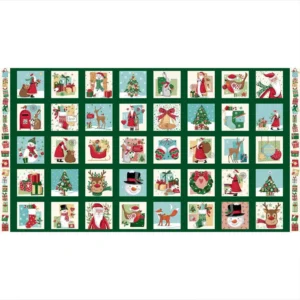tela " christmas wishes squares panel " makower uk